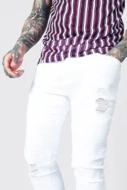 biale-spodnie-jeans-rurki-tekstura-dziury-boohooman-xs