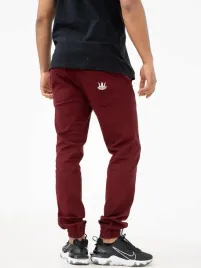 spodnie-meskie-materialowe-jogger-jigga-wear-crown-stitch-burgundowe-biale