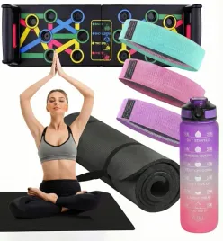 zestaw-deska-do-pompek-mata-gumy-oporowe-bidon-sportowy-butelka-na-wode