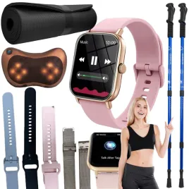 zestaw-smartwatch-sportowy-masazer-kije-nordic-walking-mata-joga-fitness
