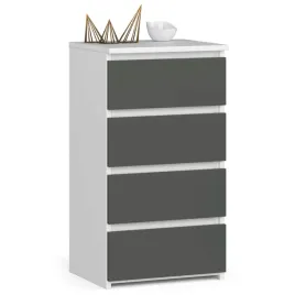 biala-klasyczna-komoda-do-sypialni-fronty-grafit-40-cm-glebokie-4-szuflady