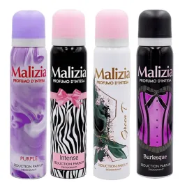 malizia-4x-wloski-dezodorant-w-sprayu-purple-intese-burlesque-green-tea