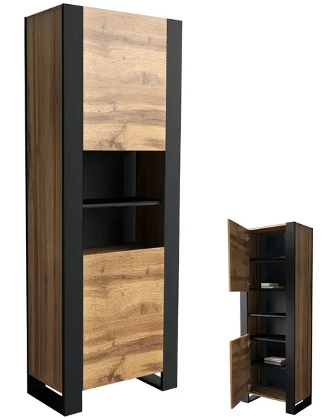 Regał loft w stylu loftowym 70 70cm 190x70 dąb wotan czarny mat