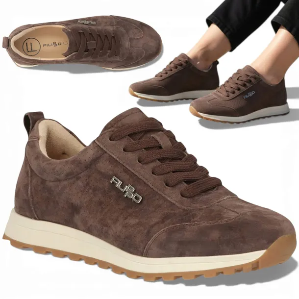Sneakersy Damskie SKÓRZANE 37 Filippo Wygodne Sznurowane Półbuty Wiosenne