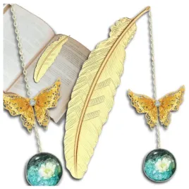zakladka-do-ksiazki-pioro-prezent-elegancka-zlota-znacznik-metalowa-motyl