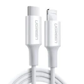 ugreen-kabel-przewod-usb-typ-c-lightning-mfi-1m-3a-18w-bialy