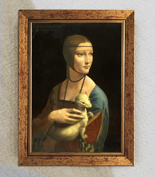 Dama z łasiczką Leonardo da Vinci obraz na płótnie w drewnianej ramie