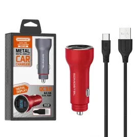 ladowarka-samochodowa-5a-czerwona-miernik-kabel-typ-c-somostel-30w-2xusb