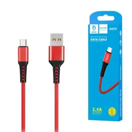 kabel-usb-wzmacniany-oplot-micro-denmen-czerwony-1m-d02v