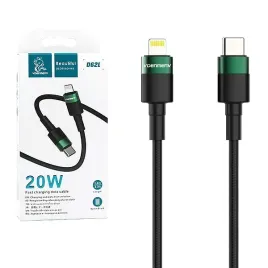 denmen-kabel-usb-typ-c-lightning-pd-36-czarny-oplot-1m-d62-20w