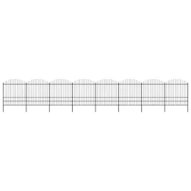 ogrodzenie-ogrodowe-z-wlocznia-stalowe-1426-x-200-cm-czarne