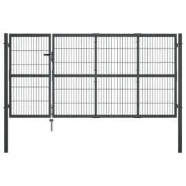 brama-ogrodzeniowa-ze-slupkami-stal-350-x-120-cm-antracytowa