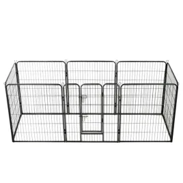 kojec-dla-psow-8-paneli-stalowy-czarny-80-x-100-cm