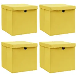 pudelka-z-pokrywami-4-szt-zolte-32x32x32-cm-tkanina