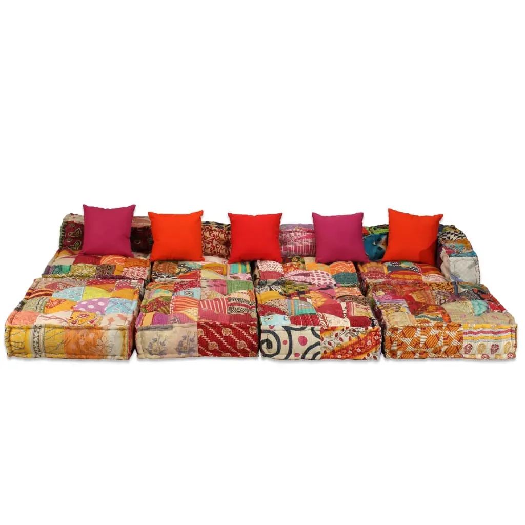puf-modulowy-4-osobowy-patchwork-tkanina-stan-nowy