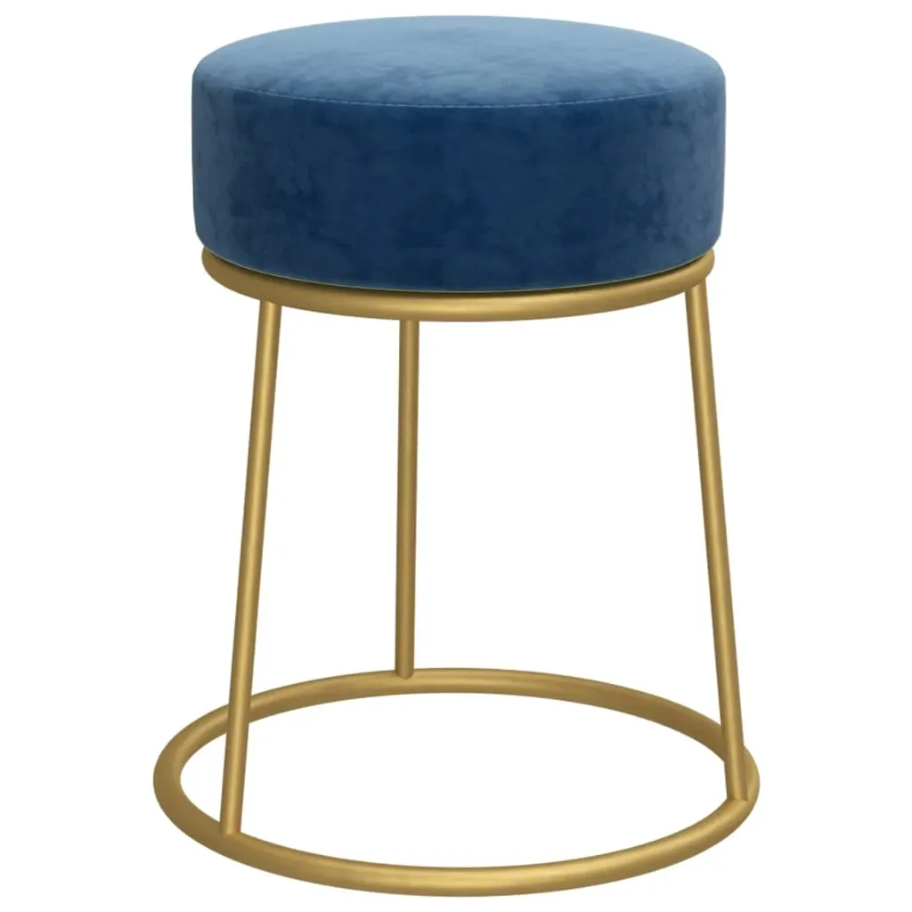 okragly-stolek-niebieski-obity-aksamitem