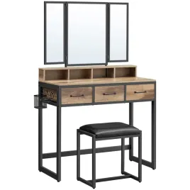 toaletka-z-lustrem-hoker-drewno-metal-90cm