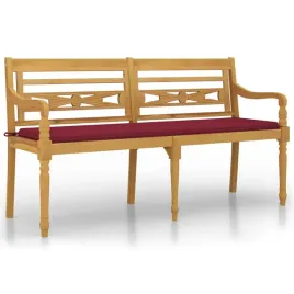 lawka-batavia-z-czerwona-poduszka-150-cm-lite-drewno-tekowe