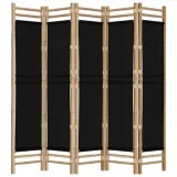 skladany-parawan-5-panelowy-200-cm-bambus-i-plotno-stan-nowy