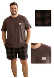 pizama-meska-bawelniana-krotkie-spodnie-czekoladowy-braz-duze-rozmiary-5xl