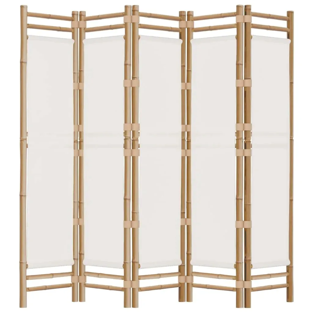 skladany-parawan-5-panelowy-200-cm-bambus-i-plotno-stan-nowy