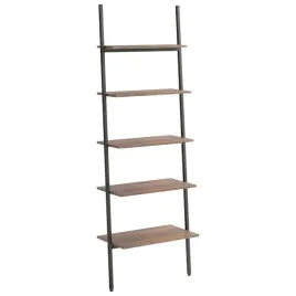 regal-drabina-z-5-polkami-ciemnobrazowo-czarny-64x34x1855-cm