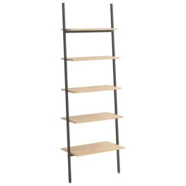 regal-drabina-z-5-polkami-jasnobrazowo-czarny-64x34x1855-cm