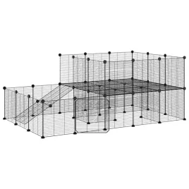 klatka-dla-zwierzat-z-bramka-44-panele-czarna-35x35-cm-stal