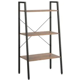 regal-drabina-z-3-polkami-ciemnobrazowo-czarny-56x35x108-cm