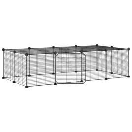 klatka-dla-zwierzat-z-bramka-20-paneli-czarna-35x35-cm-stal