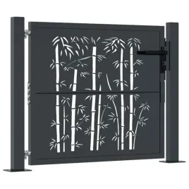 furtka-ogrodowa-antracytowa-105x80-cm-stal-motyw-bambusa