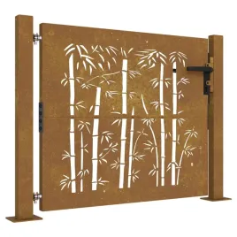 furtka-ogrodowa-105x80-cm-stal-kortenowska-motyw-bambusa