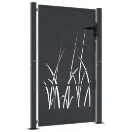 furtka-ogrodowa-antracytowa-105x155-cm-stal-motyw-trawy