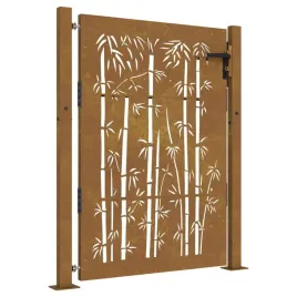 furtka-ogrodowa-105x155-cm-stal-kortenowska-motyw-bambusa
