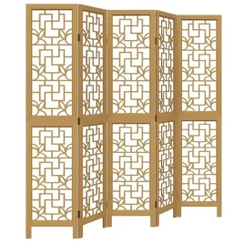 parawan-pokojowy-5-panelowy-brazowy-lite-drewno-paulowni