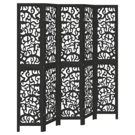 parawan-pokojowy-5-panelowy-czarny-lite-drewno-paulowni