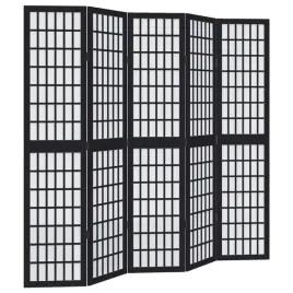 parawan-pokojowy-5-panelowy-czarny-lite-drewno-paulowni