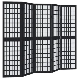 parawan-pokojowy-5-panelowy-czarny-lite-drewno-paulowni