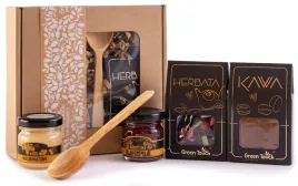 box-prezentowy-zestaw-z-herbata-i-kawa-czarno-zloty-miod-konfitura-lyzka