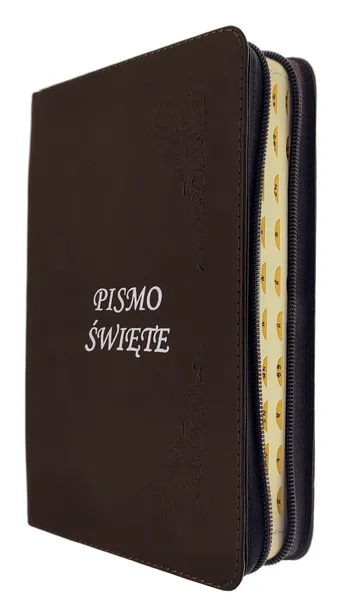 Pismo Św. EP skóra z zamkiem BRĄZOWE JASNE - PAGINOWANE