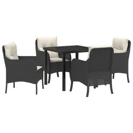 zestaw-do-jadalni-w-ogrodzie-z-poduszka-5-pcs-czarny-polirattan