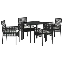 zestaw-do-jadalni-w-ogrodzie-z-poduszka-5-pcs-czarny-polirattan
