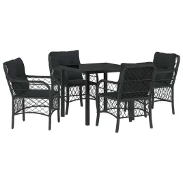 zestaw-do-jadalni-w-ogrodzie-z-poduszka-5-pcs-czarny-polirattan