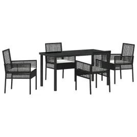 zestaw-do-jadalni-w-ogrodzie-z-poduszka-5-pcs-czarny-polirattan
