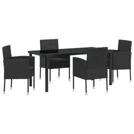 zestaw-do-jadalni-w-ogrodzie-z-poduszka-5-pcs-czarny-polirattan