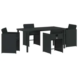 zestaw-do-jadalni-w-ogrodzie-z-poduszka-5-pcs-czarny-polirattan