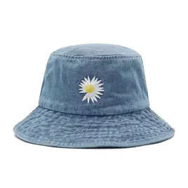 czapka-bucket-hat-kapelusz-rybacki-niebieski-jeans-stokrotka-kwiatuszek