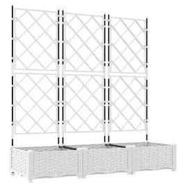donica-ogrodowa-z-trellem-3-pcs-bialy-120-x-40-x-125-5-cm-pp