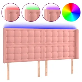 zaglowek-do-lozka-z-led-rozowy-163x16x118-128-cm-aksamit