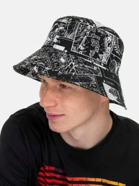 bucket-hat-mlodziezowa-czapka-kapelusz-rybacki-komiks-bawelniany-czarny